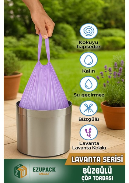 60 Lt ( 1 Paket ) Avantaj Paket Büyük Boy Lavanta Kokulu Büzgülü Çöp Poşeti Çöp Torbası 10 Adet fiyatları