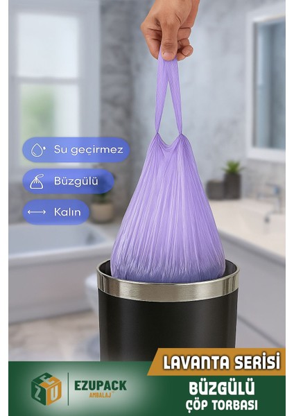 60 Lt ( 1 Paket ) Avantaj Paket Büyük Boy Lavanta Kokulu Büzgülü Çöp Poşeti Çöp Torbası 10 Adet indirimleri