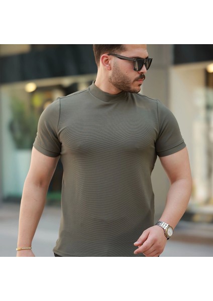 Erkek Ince Çizgi Dokulu Kısa Kollu Tişört fiyatları