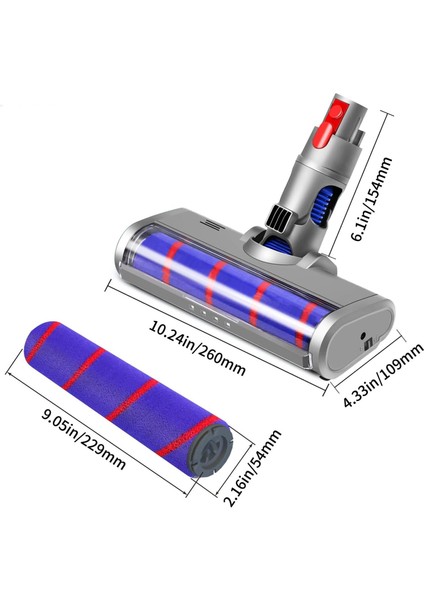 LED Işıklı Yumuşak Rulo Süpürge Başlığı Dyson V7/V8/V10/V11/V15 Uyumlu fırsatları