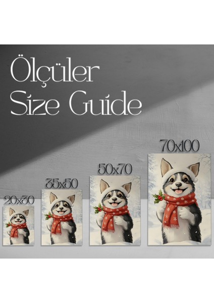 Sevimli Noel Köpeği Kış Portresi Tablosu modelleri