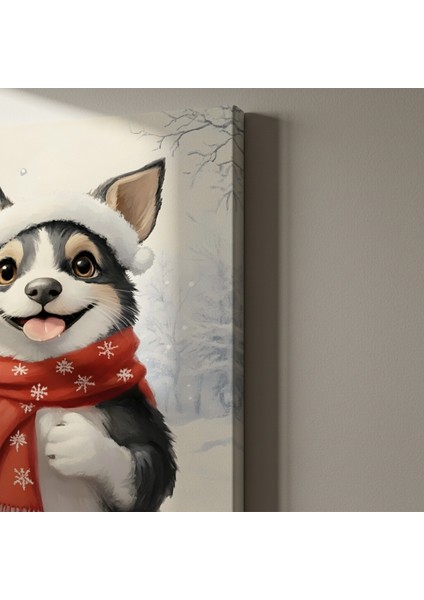 Sevimli Noel Köpeği Kış Portresi Tablosu indirimleri
