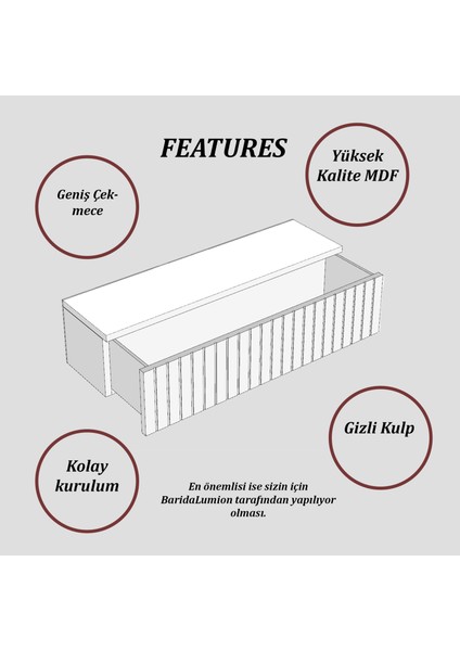 Modern Dresuar Gizli Çekmeceli 80cm Mdf fırsatları