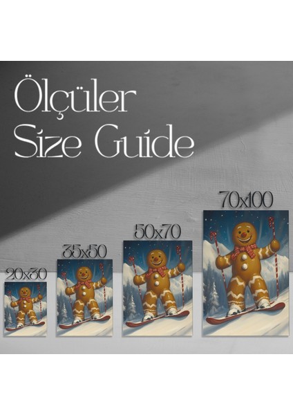 Kış Sporları Yapan Zencefilli Adam Tablosu modelleri