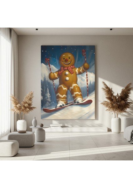 Kış Sporları Yapan Zencefilli Adam Tablosu fırsatları