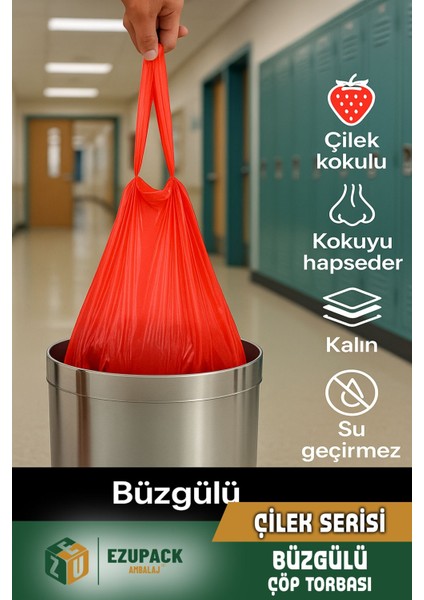 40 Lt ( 1 Paket ) Avantaj Paket Orta Boy Çilek Kokulu Büzgülü Çöp Poşeti Çöp Torbası 10 Adet fiyatları
