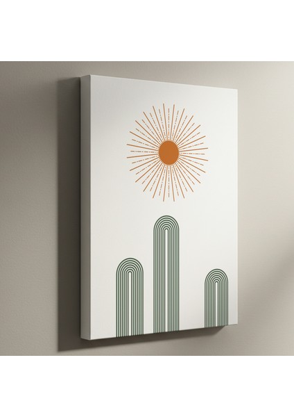Minimalist Güneş ve Kavisler Soyut Sanat Tablosu