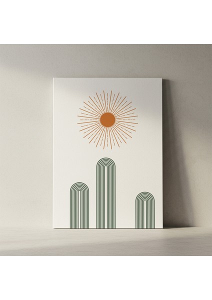 Minimalist Güneş ve Kavisler Soyut Sanat Tablosu fiyatları
