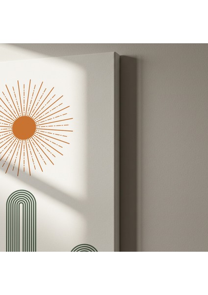 Minimalist Güneş ve Kavisler Soyut Sanat Tablosu indirimleri