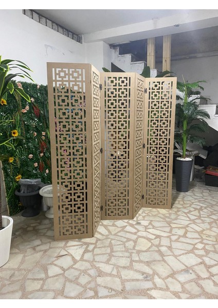 Ahşap Mdf Lazer Kesim Motifli Paravan Seperatör Oda Bölme