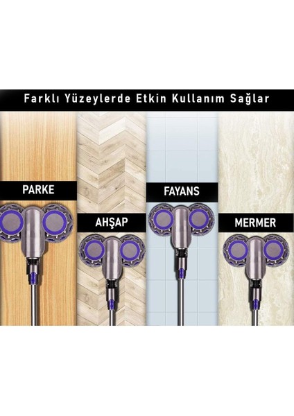 Dyson Uyumlu Paspas Başlığı Su Püskürtmeli Mop Başlık (V7/V8/V10/V11/V15) 6 Paspaslı modelleri