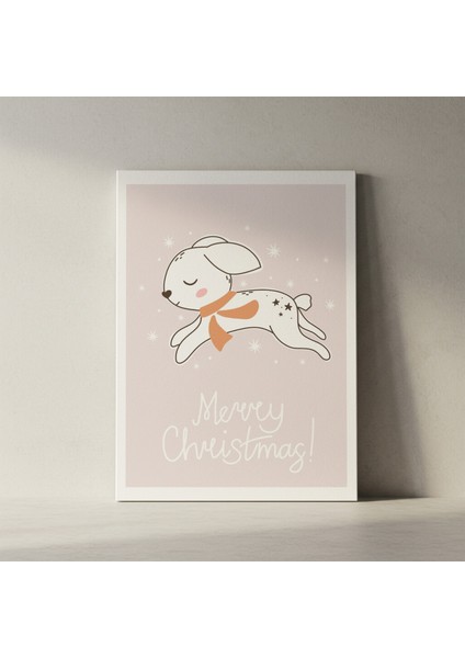 Sevimli Noel Tavşanı Kış Temalı Tablosu fiyatları