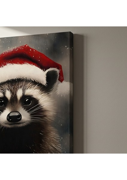 Kışın Noel Şapkalı Rakun Tablosu indirimleri