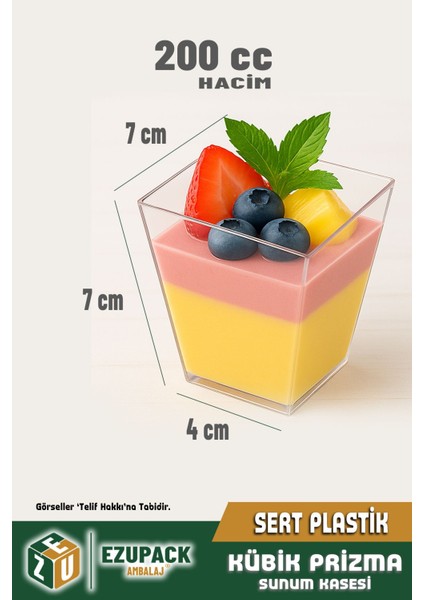 Kübik Prizma Mika Magnolya Bardağı Kase Plastik Şeffaf Sunum Kabı 200CC 25ADET Tatlı&meze Salata fiyatları