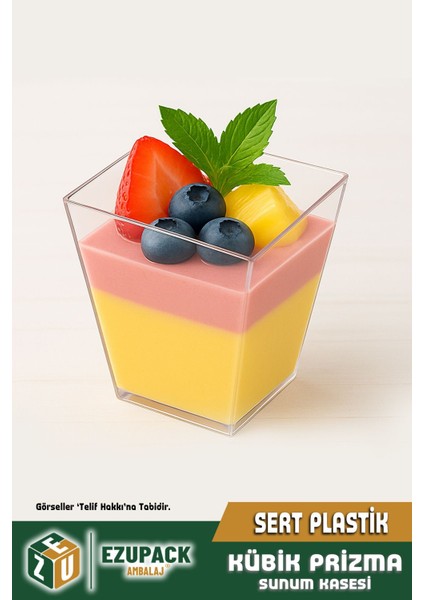 Kübik Prizma Mika Magnolya Bardağı Kase Plastik Şeffaf Sunum Kabı 200CC 25ADET Tatlı&meze Salata modelleri