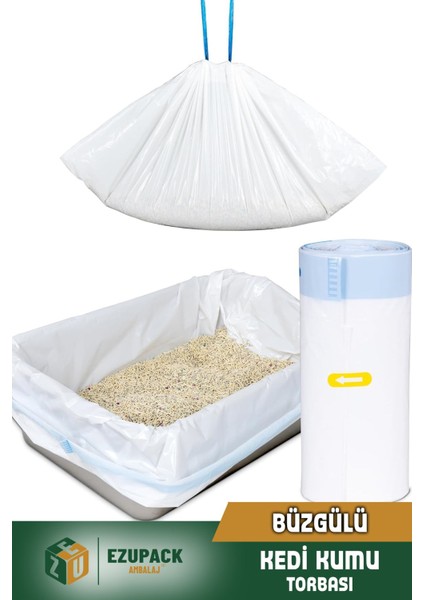 21'li Kedi Kumu Torbası Pudra Kokulu Büzgülü Poşet Pet Evcil Hayvan Kedi Tuvaleti 3 Paket 82X50CM