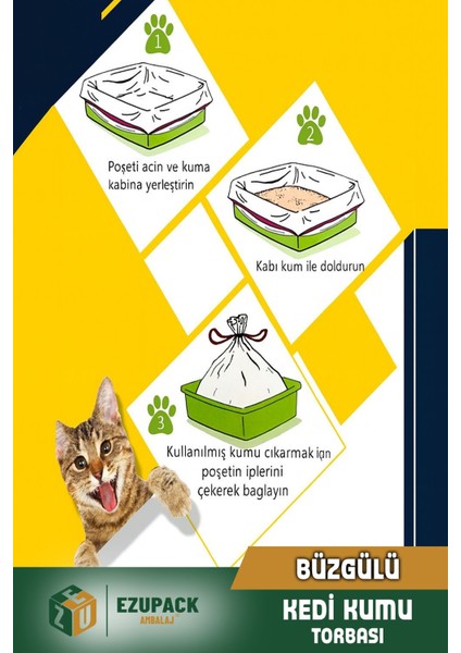 7'li Kedi Kumu Torbası Pudra Kokulu Büzgülü Poşet Pet Evcil Hayvan Kedi Tuvaleti 1 Paket 82X50CM modelleri