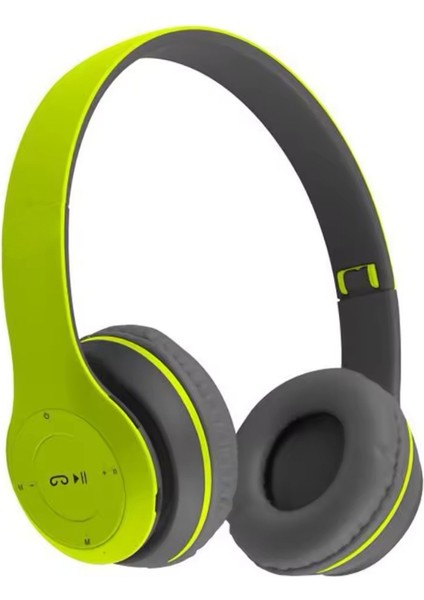 Katlanabilir Wireless Kablosuz Bluetooth Güçlü Bass Kulak Üstü Kulaklık Yeşil