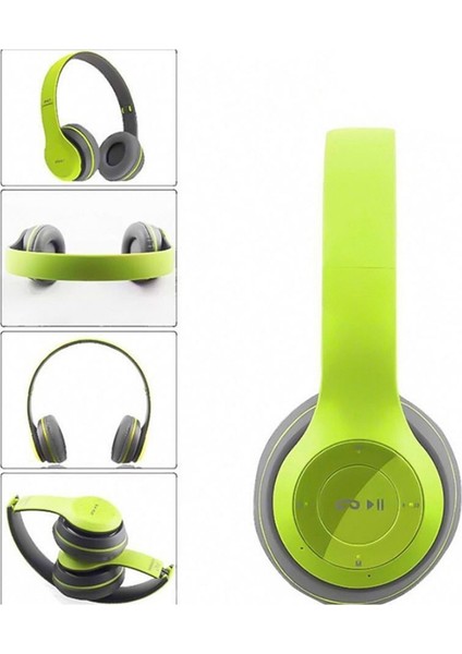 Katlanabilir Wireless Kablosuz Bluetooth Güçlü Bass Kulak Üstü Kulaklık Yeşil fırsatları