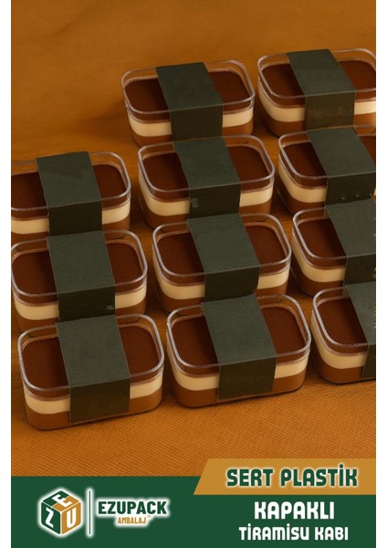 24'lü Tiramisu Cup 300 cc Mika Kase Plastik Şeffaf Kapaklı Sunum Kabı Tatlı & Meze ve Salata Kap fırsatları