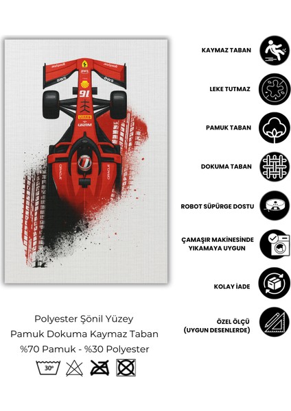 Kırmızı Renkli Formula 1 Yarış Arabalı Halı Dijital Baskılı Dokuma Kaymaz Tabanlı Yıkanabilir Evcil Hayvan Dostu F1 Temalı Ofis Halısı indirimleri