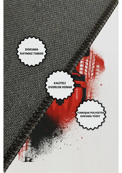 Kırmızı Yarış Arabalı Araba Tutkunları Halısı Dijital Baskılı Dokuma Kaymaz Tabanlı Yıkanabilir Çalışma Odası Halısı F1 Halısı