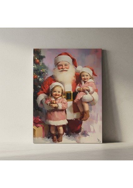 Noel Baba ve Iki Küçük Kız Yağlıboya Tablosu fiyatları