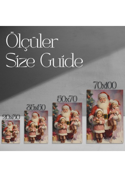 Noel Baba ve Iki Küçük Kız Yağlıboya Tablosu modelleri