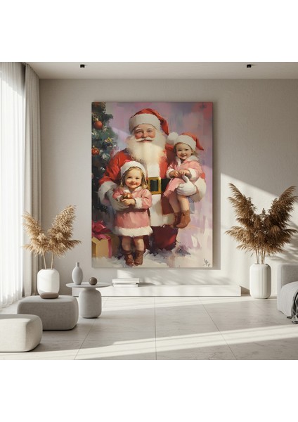 Noel Baba ve Iki Küçük Kız Yağlıboya Tablosu fırsatları