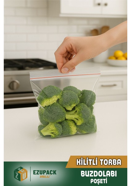 100'lü Buzdolabı Kilitli Torba Poşet Dondurucu Ikramlık Çerez Davet Kına Poşeti 10X12CM