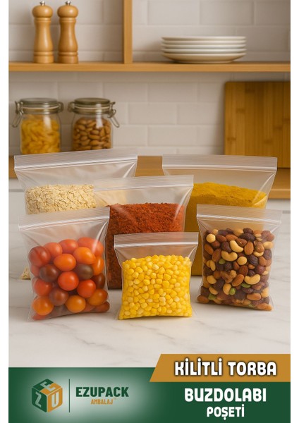 100'lü Buzdolabı Kilitli Torba Poşet Dondurucu Ikramlık Çerez Davet Kına Poşeti 10X12CM