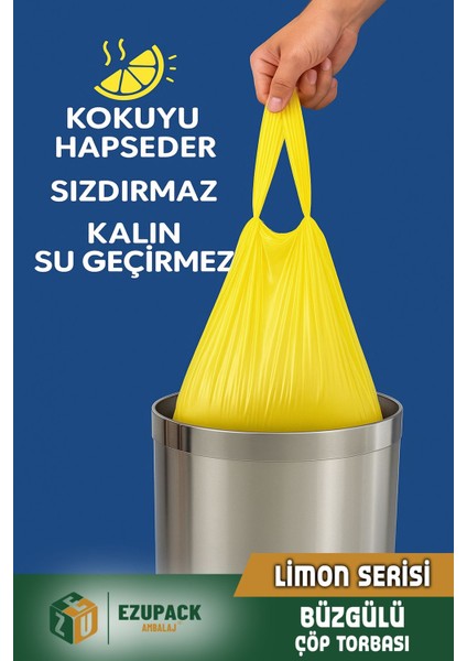 40 Lt ( 25 Paket ) Avantaj Paket Orta Boy Limon Kokulu Büzgülü Çöp Poşeti Çöp Torbası 250 Adet indirimleri