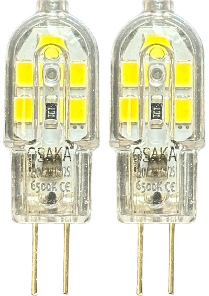 (2 adet) Osaka 2W Beyaz Işık (6500K) G4 Duylu (Iğne Bacak) LED Kapsül Ampul