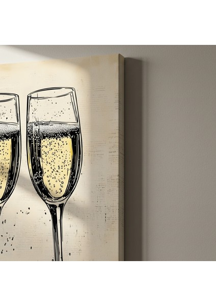 Şampanya Kadehleri Vintage Gravür Tablosu indirimleri
