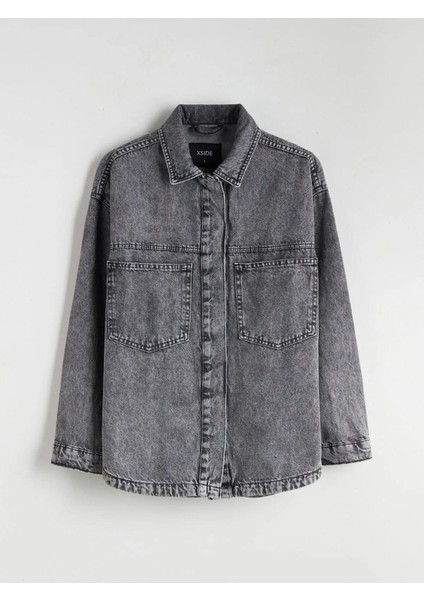 Gömlek Yaka Kadın Jean Ceket (W5)