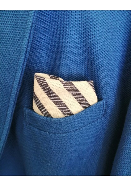 Takım Elbise Cep Mendili Dikişsiz Lüks Keten Kumaş Çizgi Detay