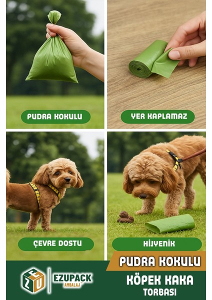 60 Rulo Kedi Köpek Kaka Poşeti Kutulu Pudra Kokulu Kaka Torbası Pet Evcil Hayvan 1200 Dışkı Poşet fiyatları
