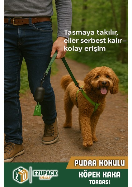 60 Rulo Kedi Köpek Kaka Poşeti Kutulu Pudra Kokulu Kaka Torbası Pet Evcil Hayvan 1200 Dışkı Poşet