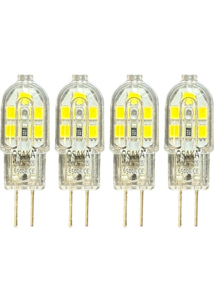(4 adet) Osaka 2W Beyaz Işık (6500K) G4 Duylu (Iğne Bacak) LED Kapsül Ampul