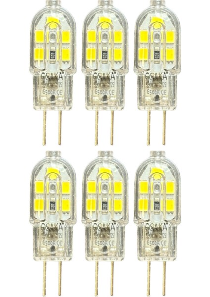 (6 adet) Osaka 2W Beyaz Işık (6500K) G4 Duylu (Iğne Bacak) LED Kapsül Ampul
