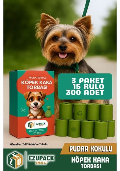 15 Rulo Kedi Köpek Kaka Poşeti Kutulu Pudra Kokulu Kaka Torbası Pet Evcil Hayvan 300 Dışkı Poşet