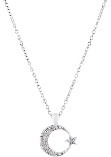 Ravdaflora Ay Yıldız Silver Zirkon Kolye