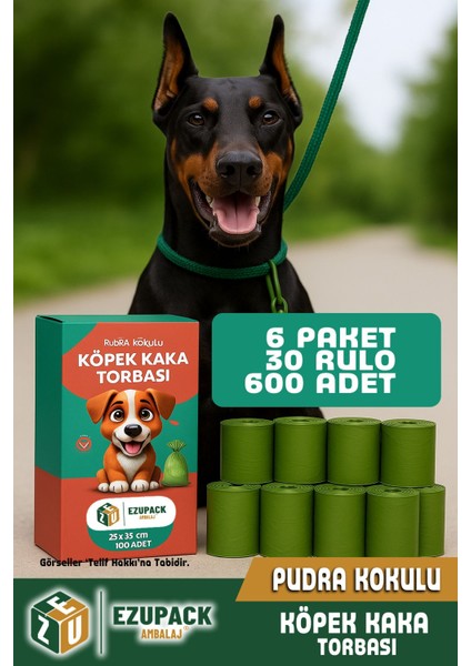 30 Rulo Kedi Köpek Kaka Poşeti Kutulu Pudra Kokulu Kaka Torbası Pet Evcil Hayvan 600 Dışkı Poşet