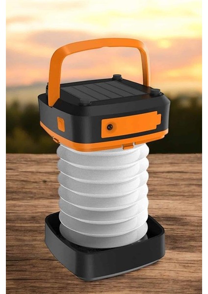 Güneş Enerjili LED Lamba Kamp Lambası Katlanabilir Lamba USB Şarjlı