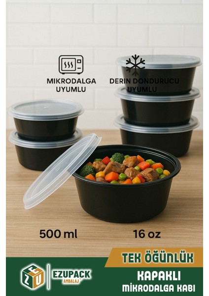 12'li Yuvarlak Mikrodalga ve Difrize Uygun Saklama Kabı Seti Buzluk Plastik Kap Derindondurucu 500ML