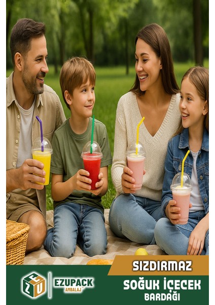 350 cc Kapaklı Pipetli Sert Plastik Bardak Pet Bardak Limonata Soğuk Içecek Milkshake Bardağı