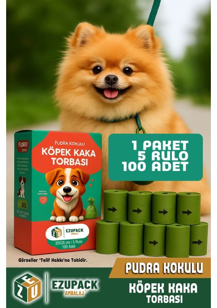 5 Rulo Kedi Köpek Kaka Poşeti Kutulu Pudra Kokulu Kaka Torbası Pet Evcil Hayvan 100 Dışkı Poşet