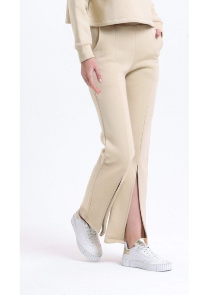 Kadın Yüksek Bel Yarık Jogger Pantolon Natural modelleri