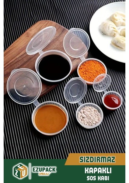 50 Adet Sızdırmaz 60 ml Mini Saklama Kabı Sosluk Buzluk Kabı, Et Suyu, Kemik Suyu, Sos Kabı Mutfak