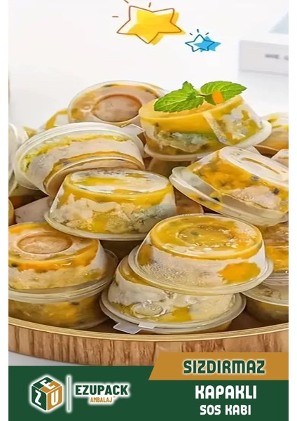 50 Adet Sızdırmaz 60 ml Mini Saklama Kabı Sosluk Buzluk Kabı, Et Suyu, Kemik Suyu, Sos Kabı Mutfak